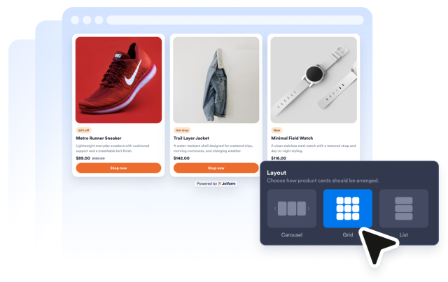 Choose Grid or Carousel Layouts