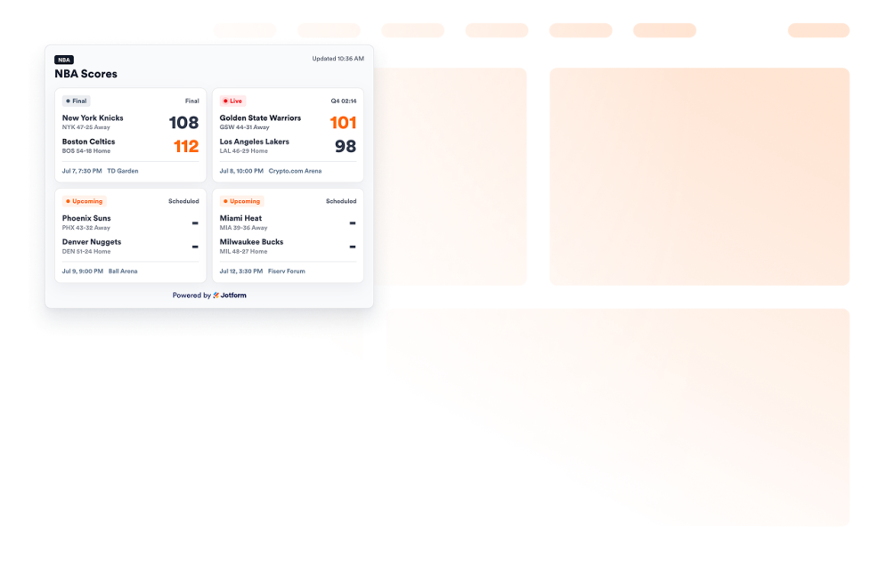 NBA Scores widget