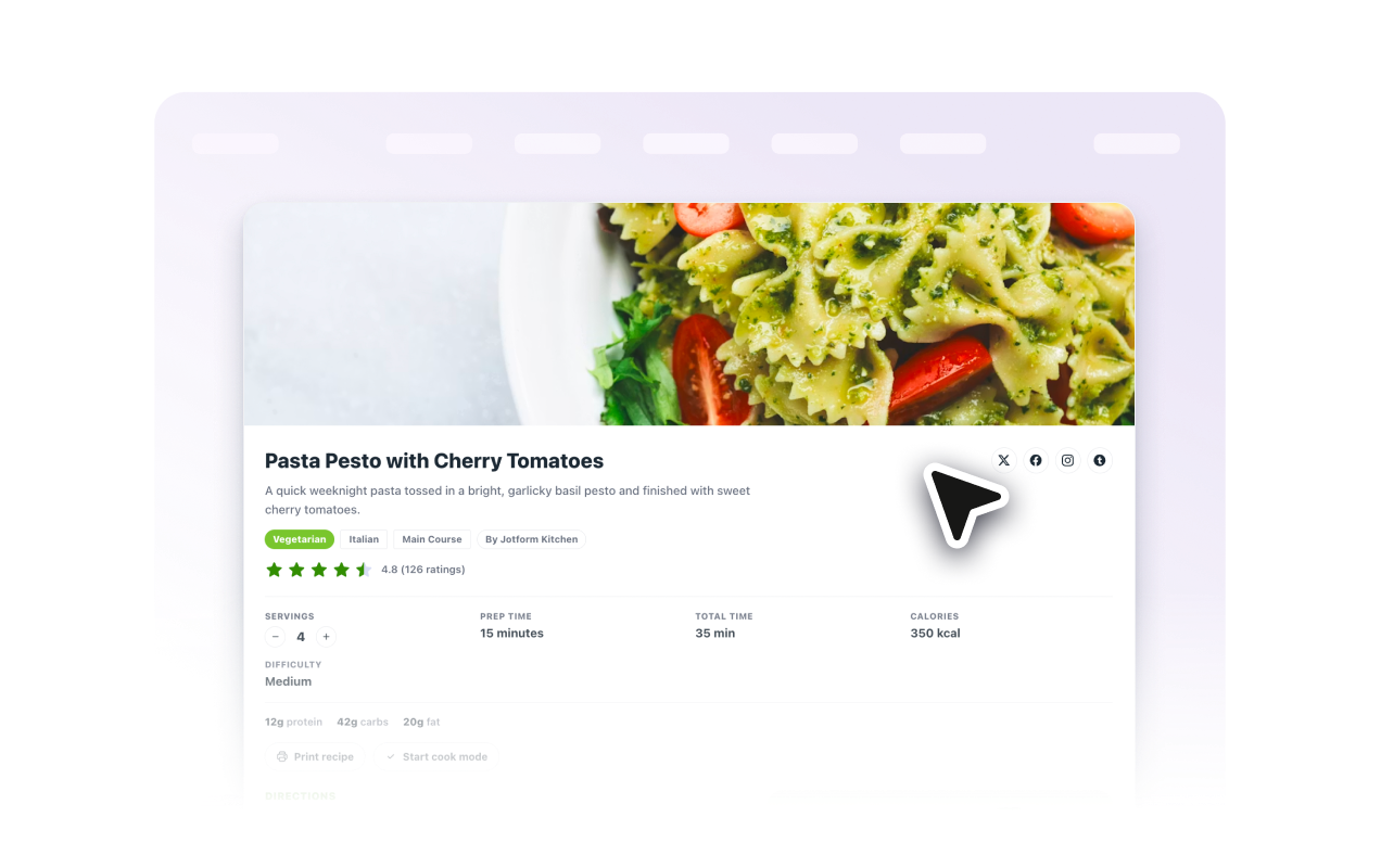 Help visitors cook from the page