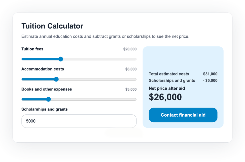 Tuition Calculator Widget