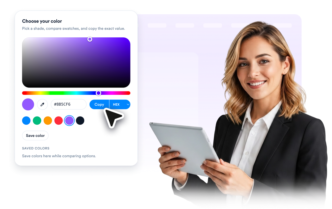Show copy-ready color values