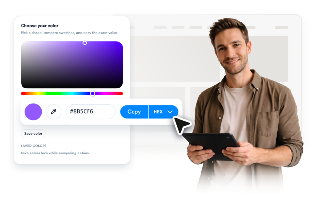 Display HEX, RGB, HSL, HSV, and CMYK Values