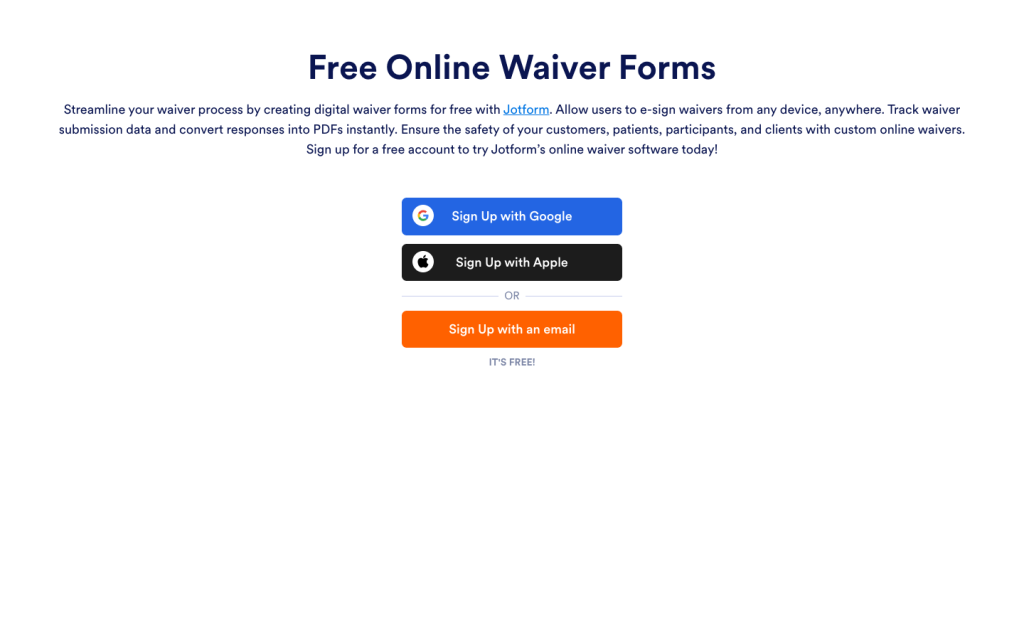 Online Waiver Form Creator