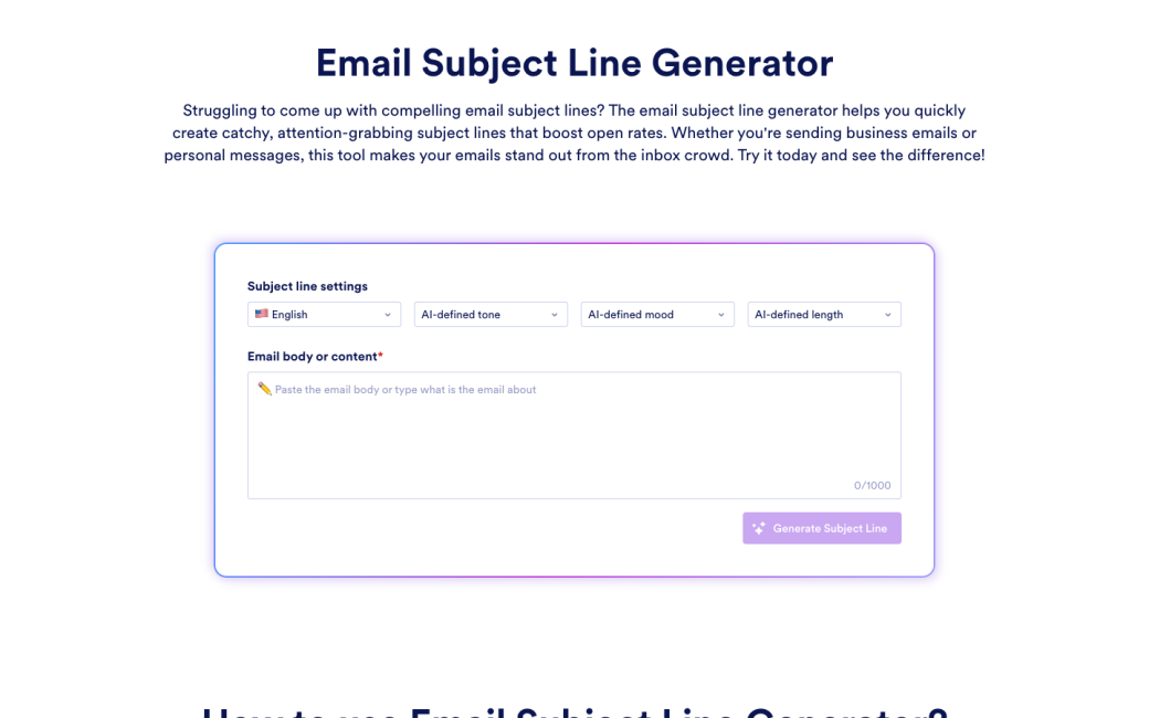 Email Subject Line Generator