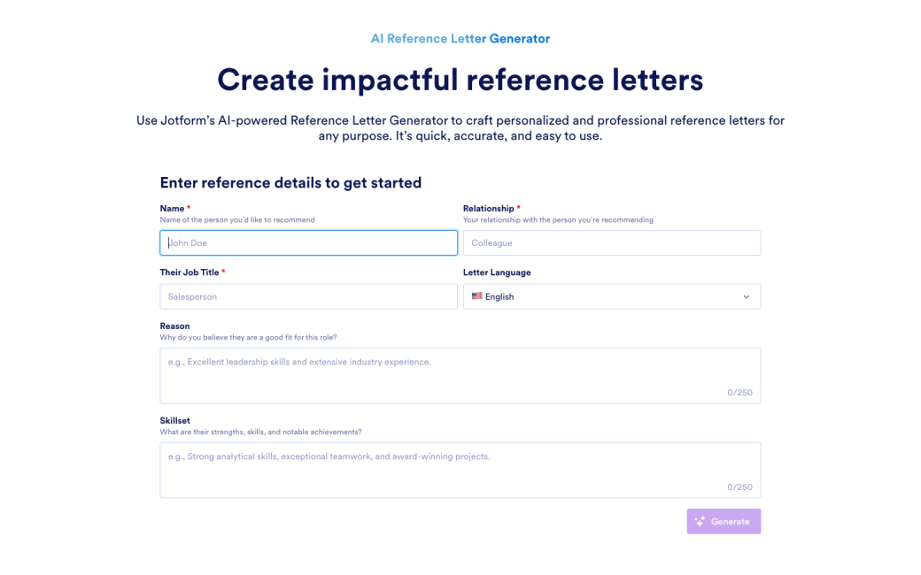 AI Reference Letter Generator