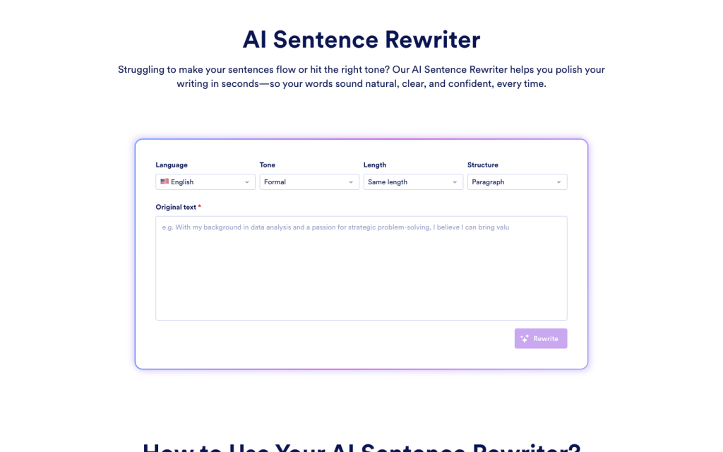AI Sentence Rewriter