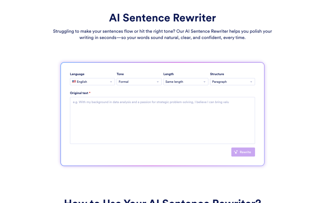 AI Sentence Rewriter
