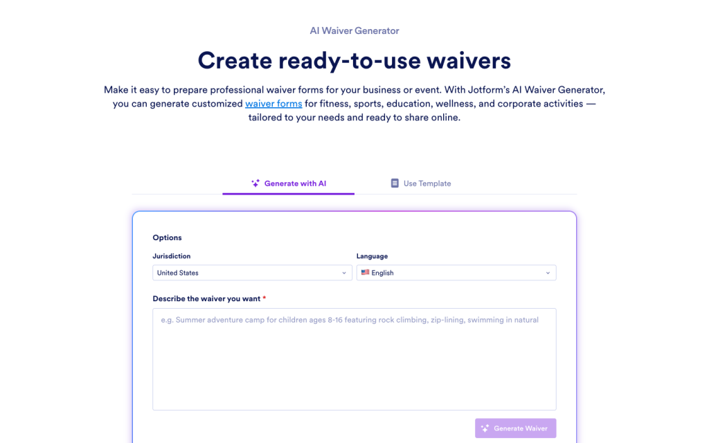 AI Waiver Generator