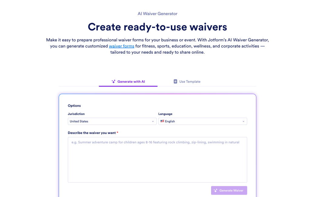 AI Waiver Generator