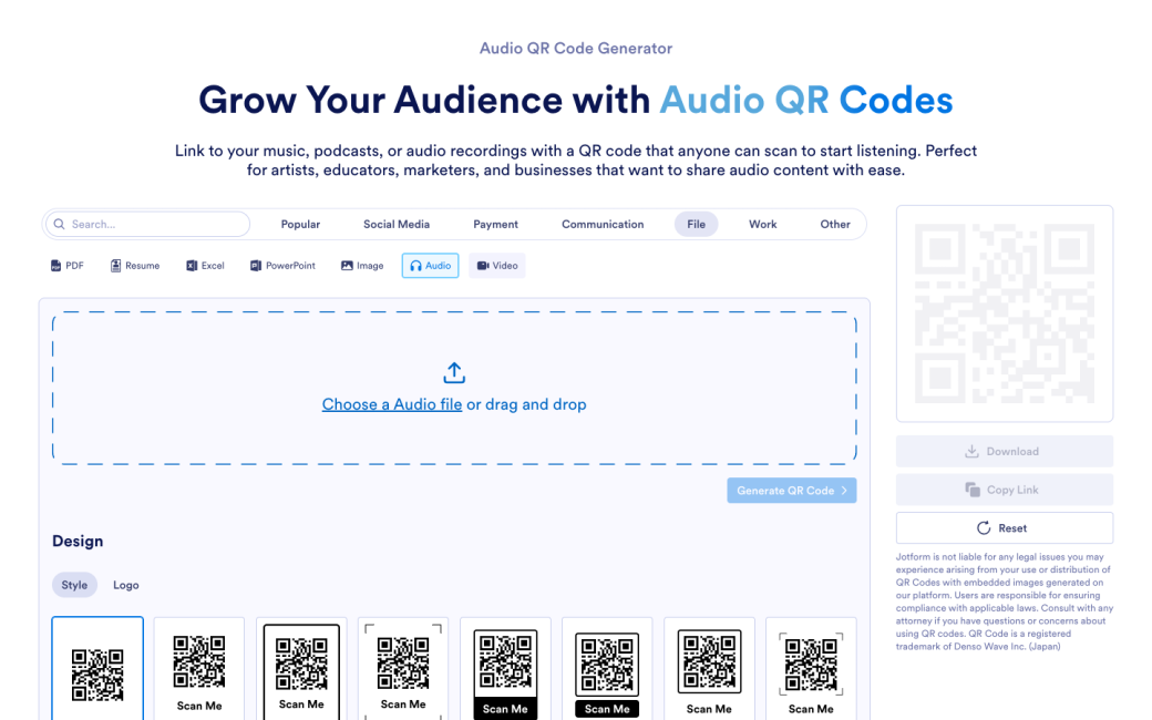 Audio QR Code Generator