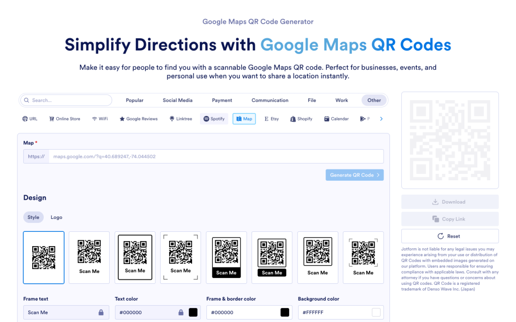 Google Maps QR Code Generator