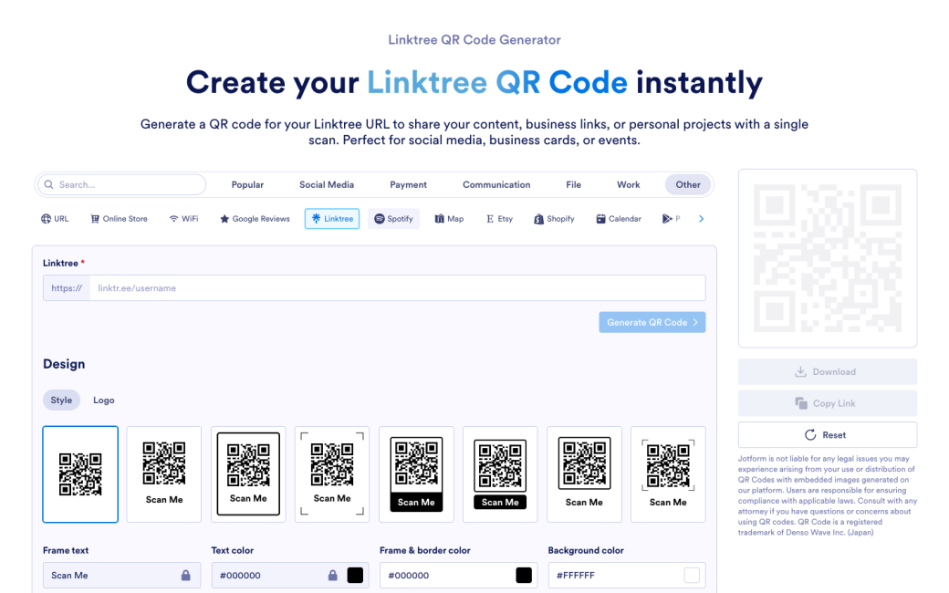 Linktree QR Code Generator