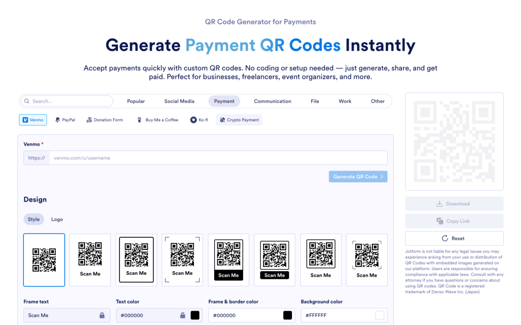 Payment QR Code Generator