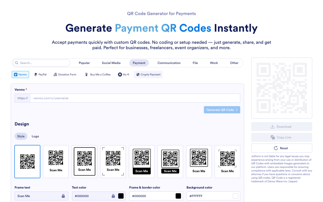 Payment QR Code Generator