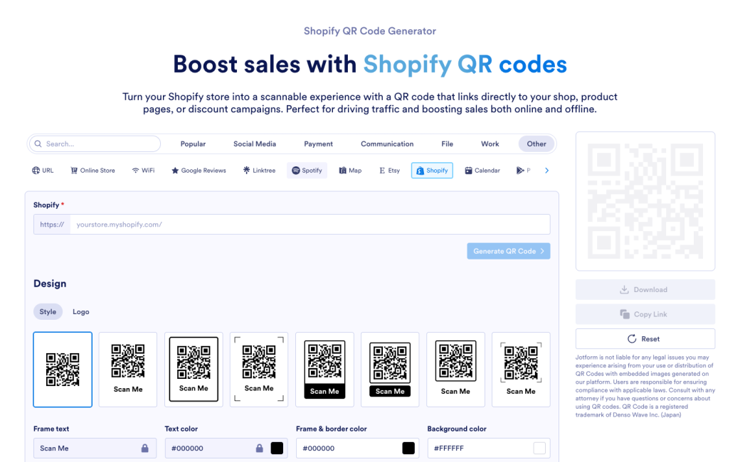 Shopify QR Code Generator