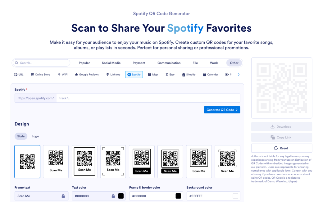 Spotify QR Code Generator