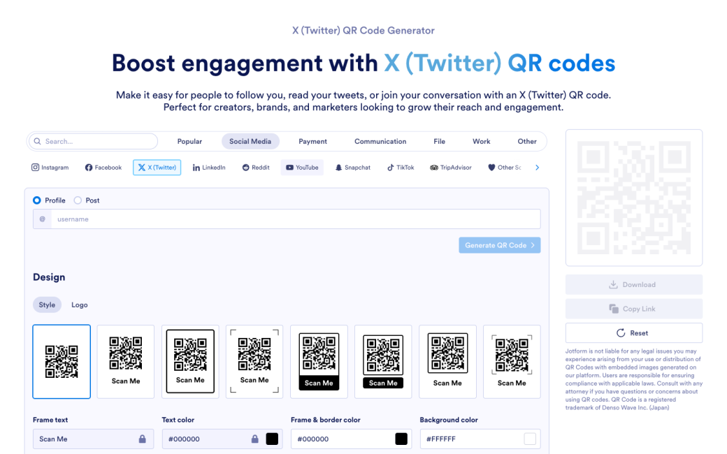 X (Twitter) QR Code Generator