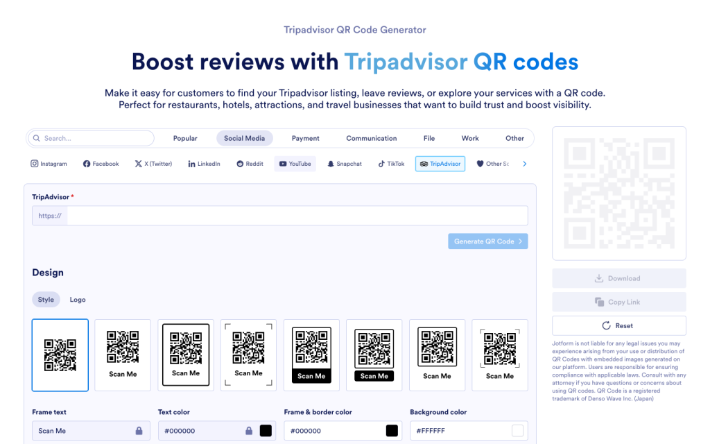Tripadvisor QR Code Generator