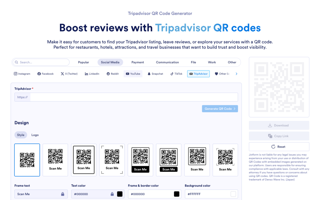 Tripadvisor QR Code Generator