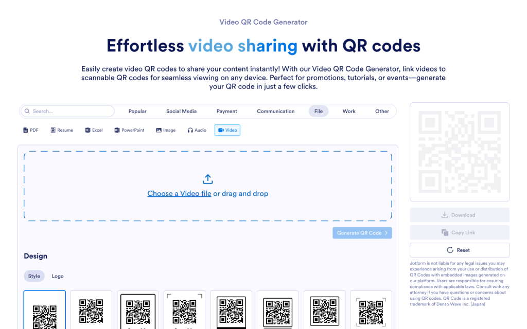 Video QR Code Generator
