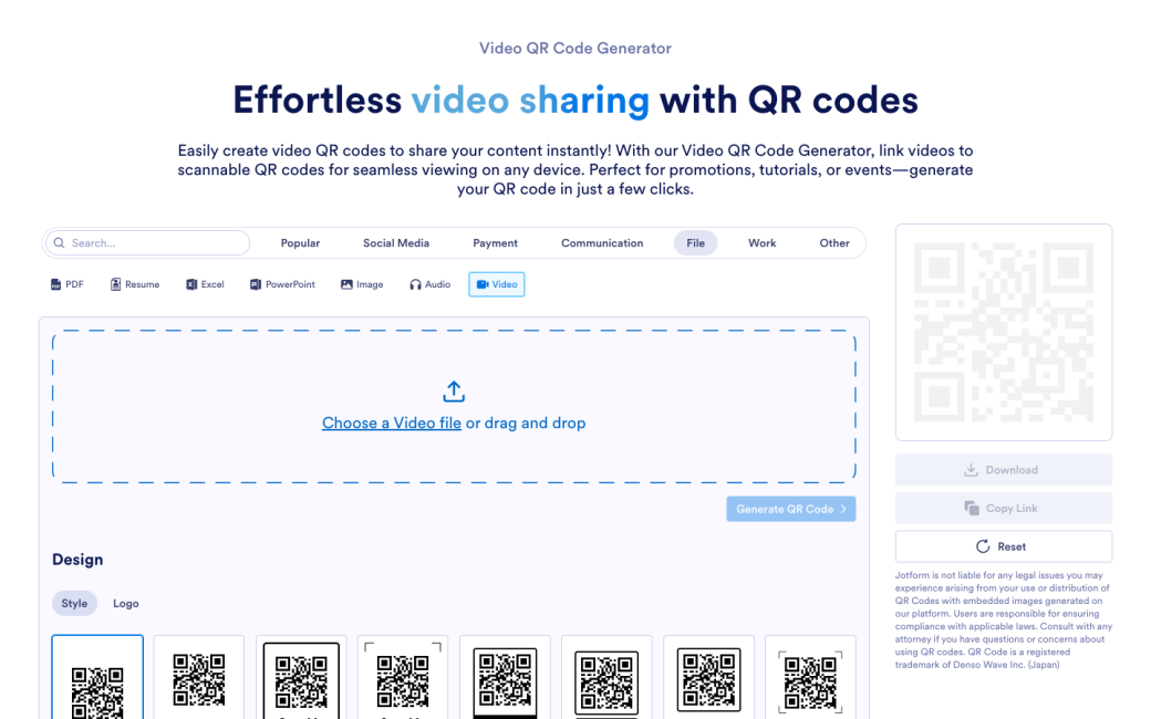 Video QR Code Generator