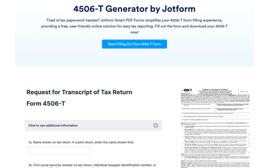 4506-T Form Generator
