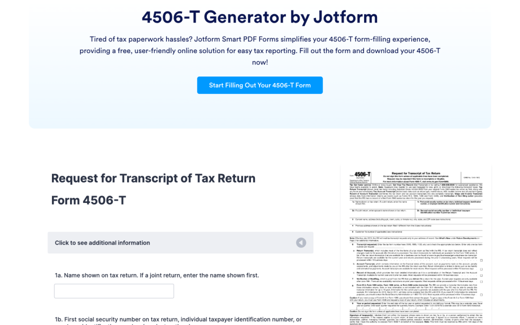4506-T Form Generator