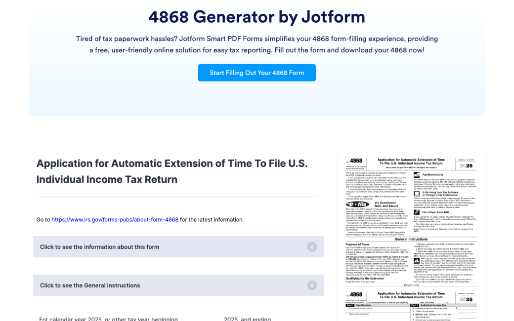 4868 Form Generator