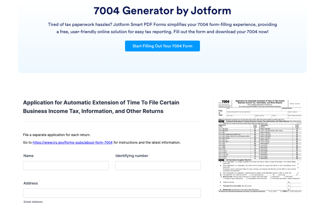 7004 Form Generator