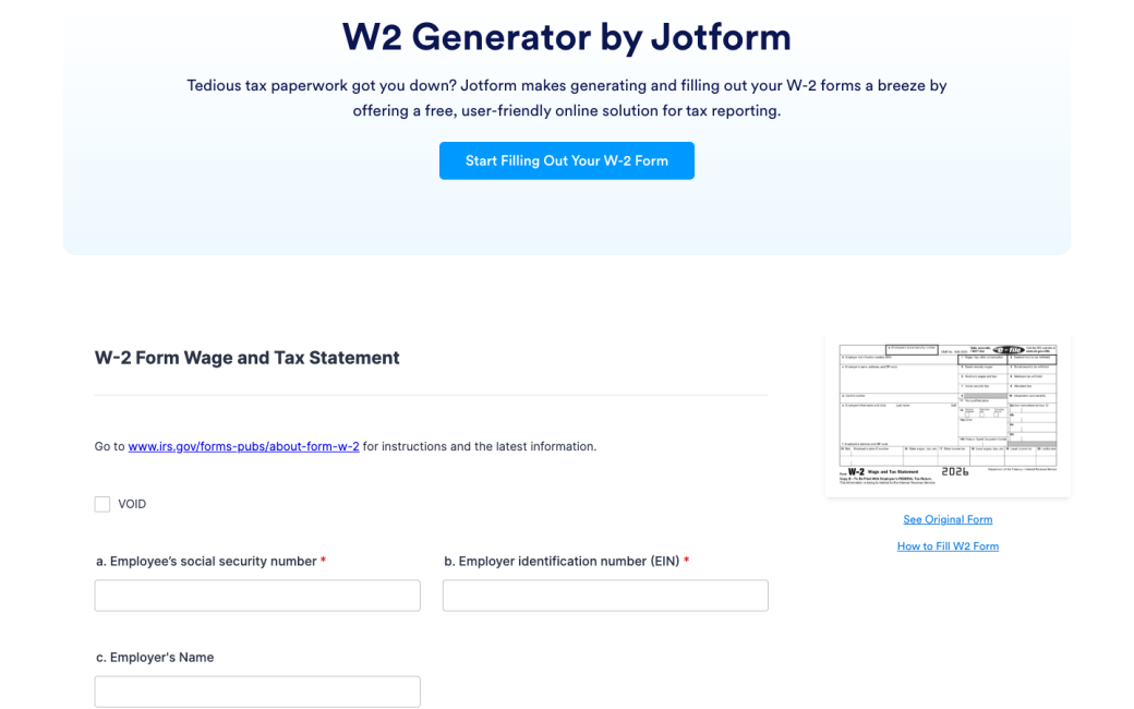 W2 Form Generator