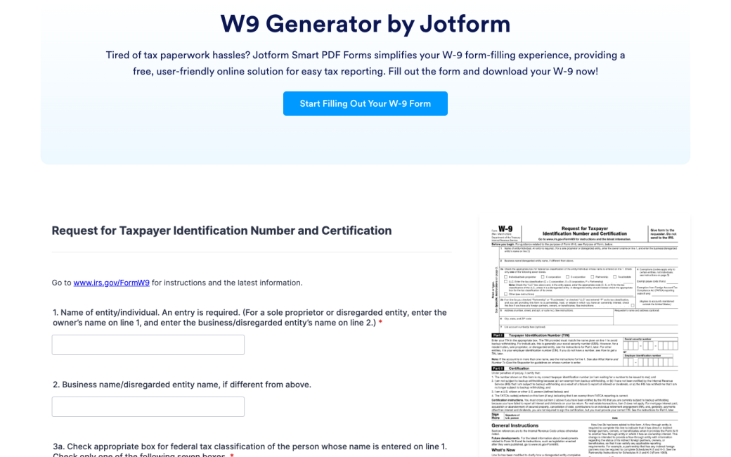 W9 Form Generator
