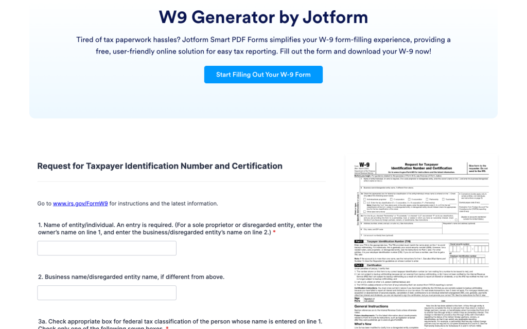 W9 Form Generator