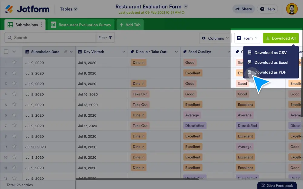 Export Submission Data