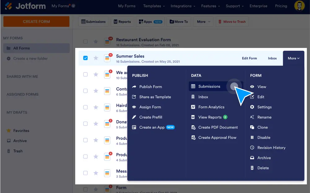 Form Submission Management