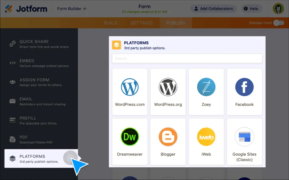 Form Sharing on Social Media