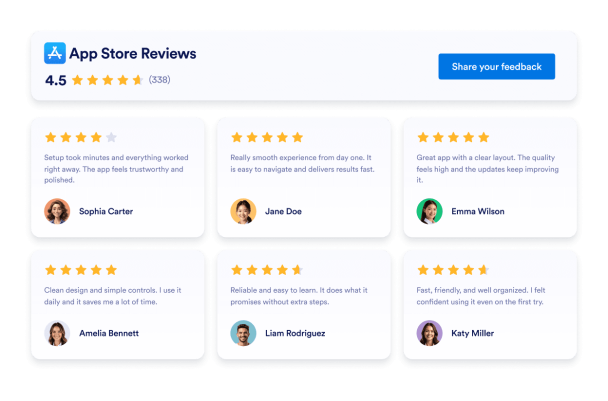 Show App Store Reviews Where Users Evaluate Your App