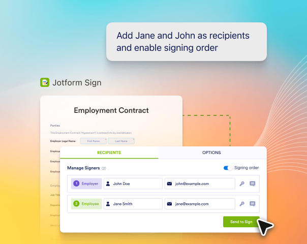 Set up recipients and signing order