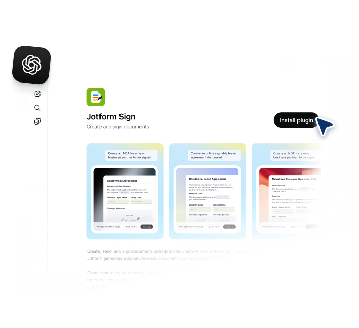 Jotform Sign app in the ChatGPT directory