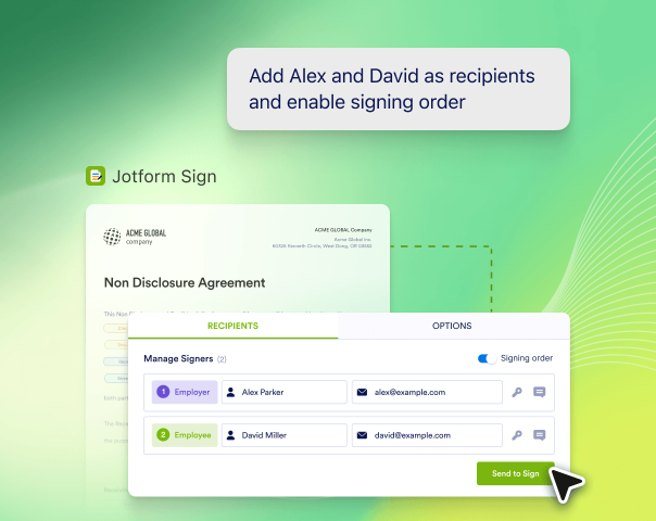 Add recipients and signing order