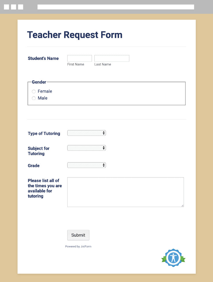 Teacher Request Form