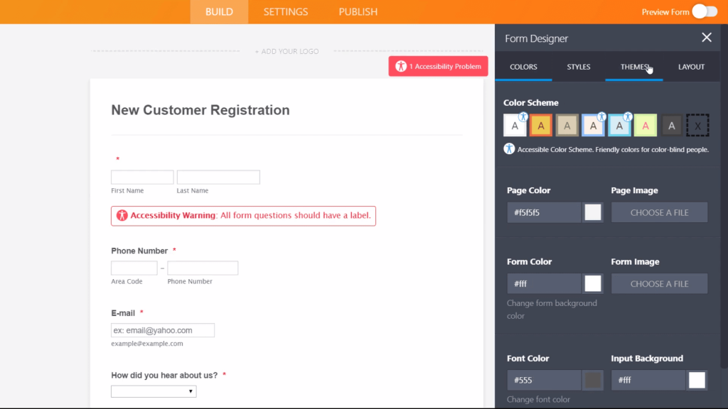 How to enable form accessibility?