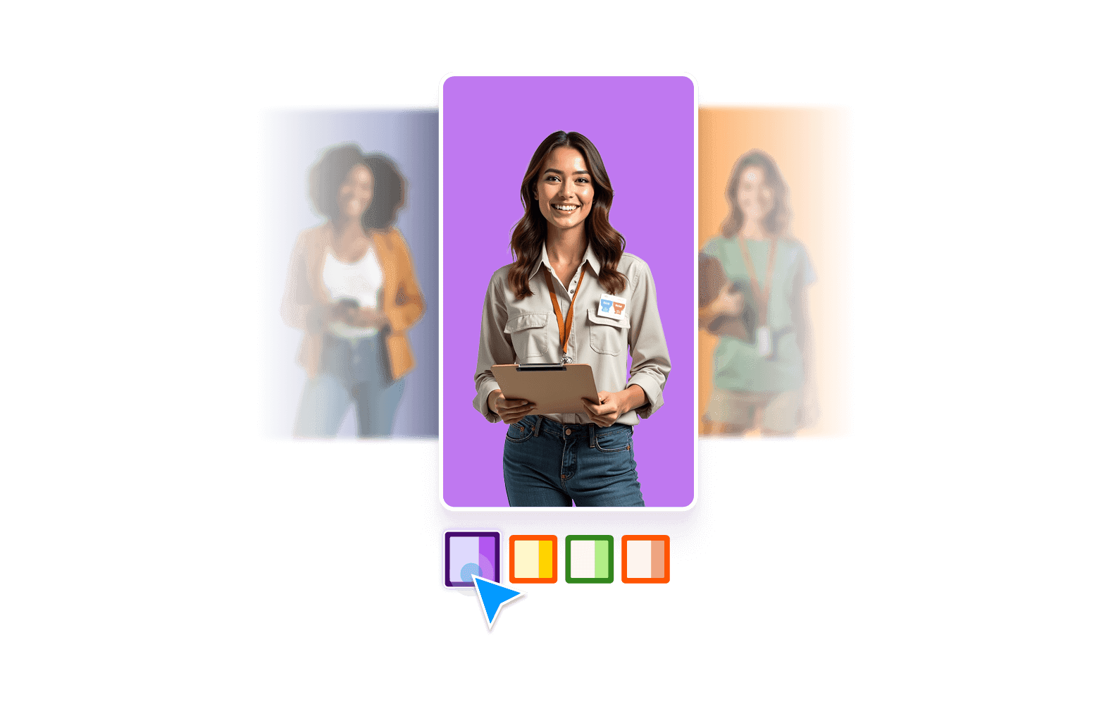 Three different AI Agents with three different background color options