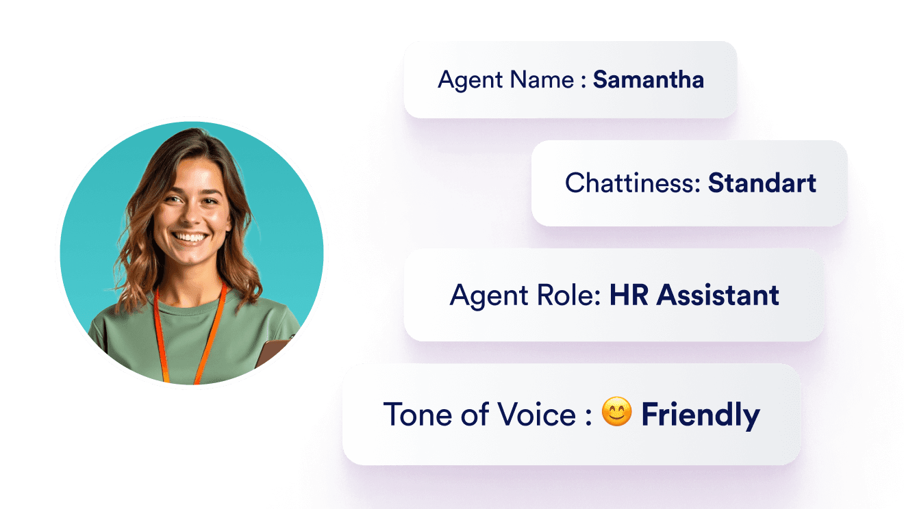 An AI Agent, next to her there are blocks that show agent properties