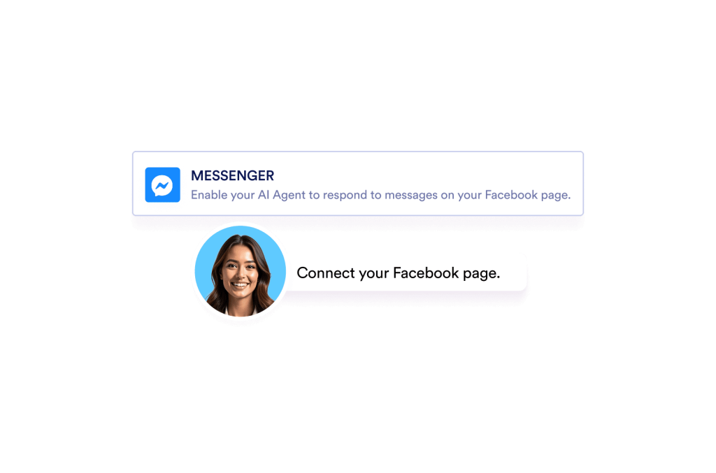 facebook messenger enabling screen and below it an AI Agent