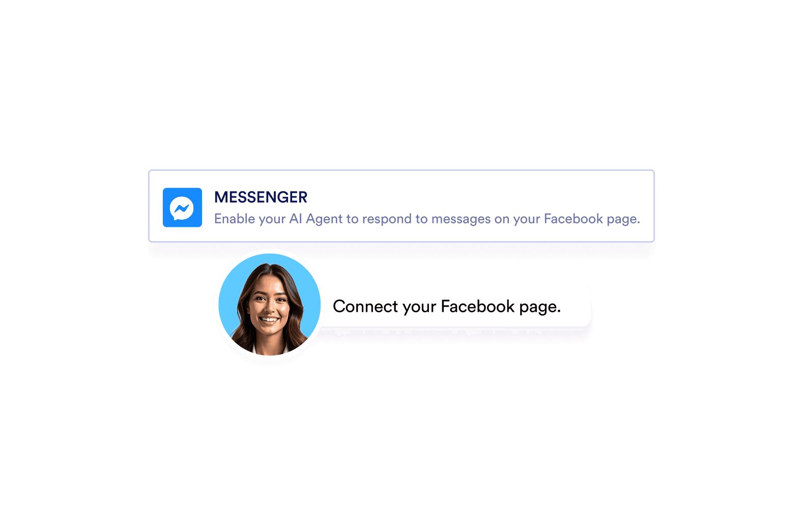 facebook messenger enabling screen and below it an AI Agent