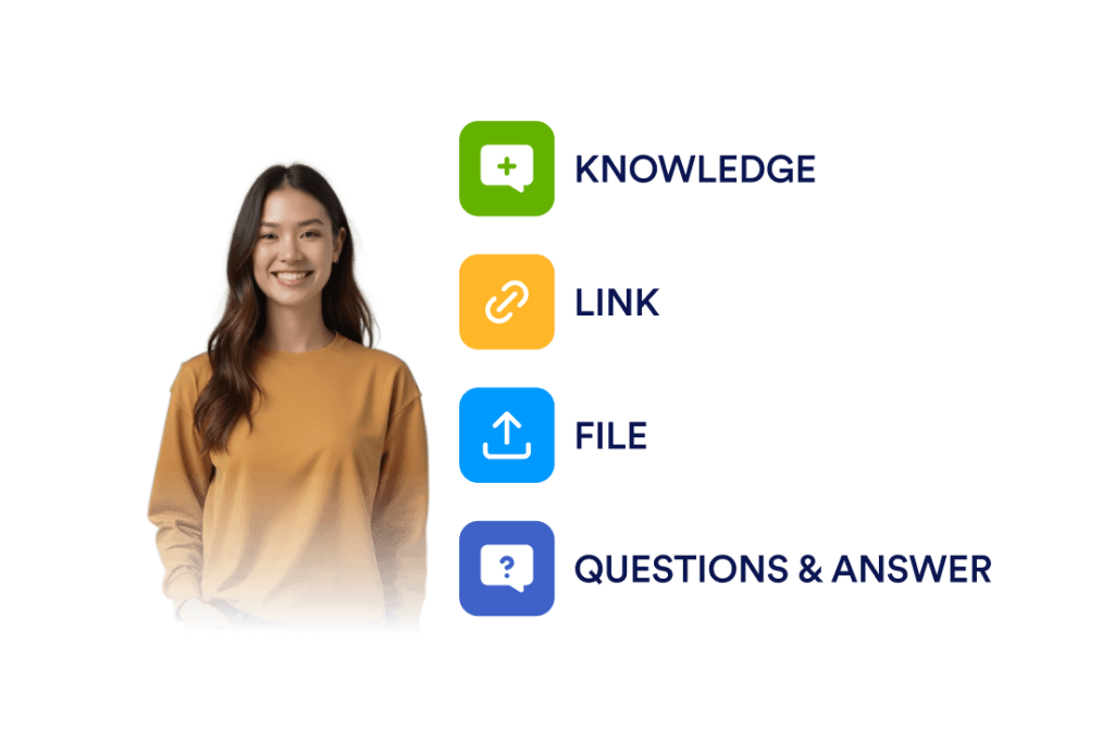 A woman and next to her there are training options