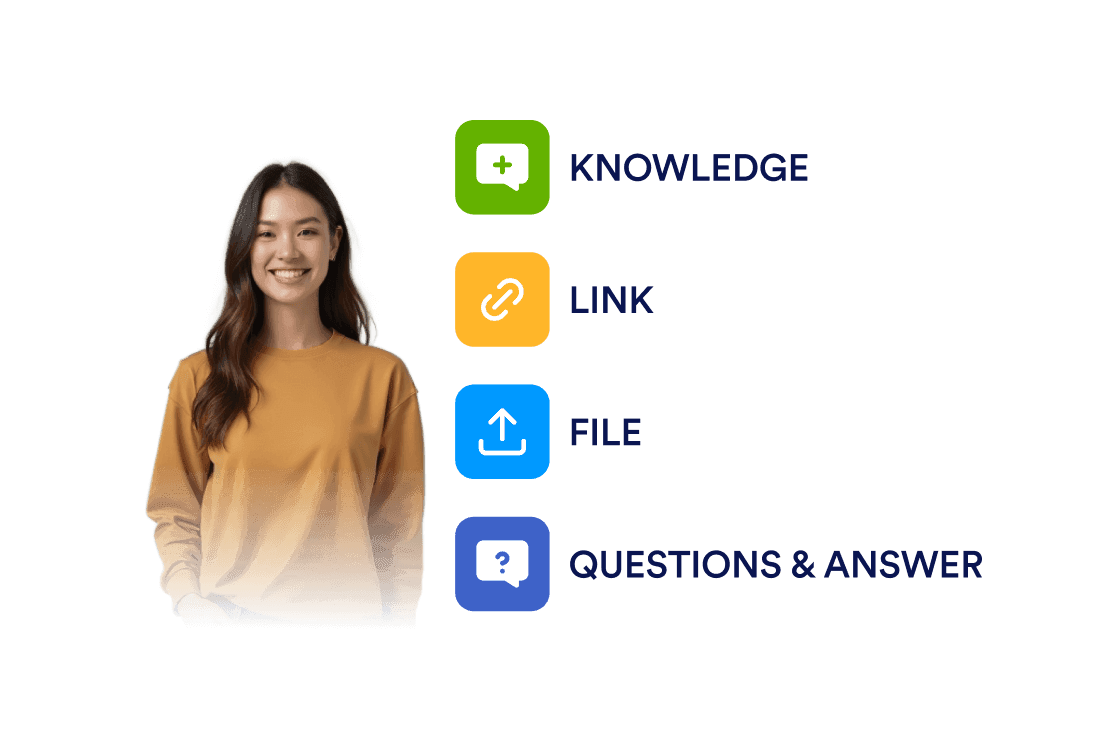 A woman and next to her there are training options