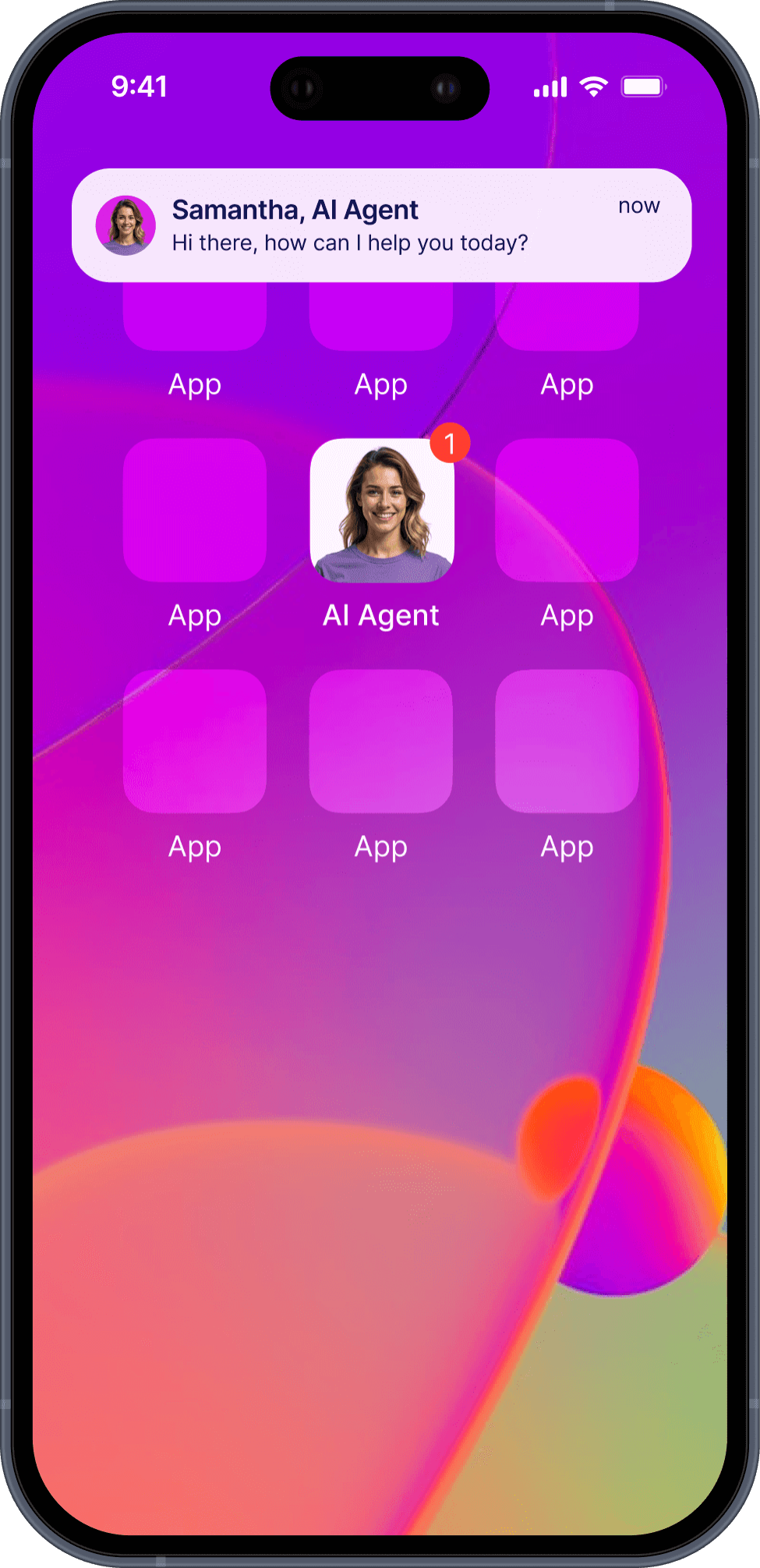 A phone screen showing notification from Agent App