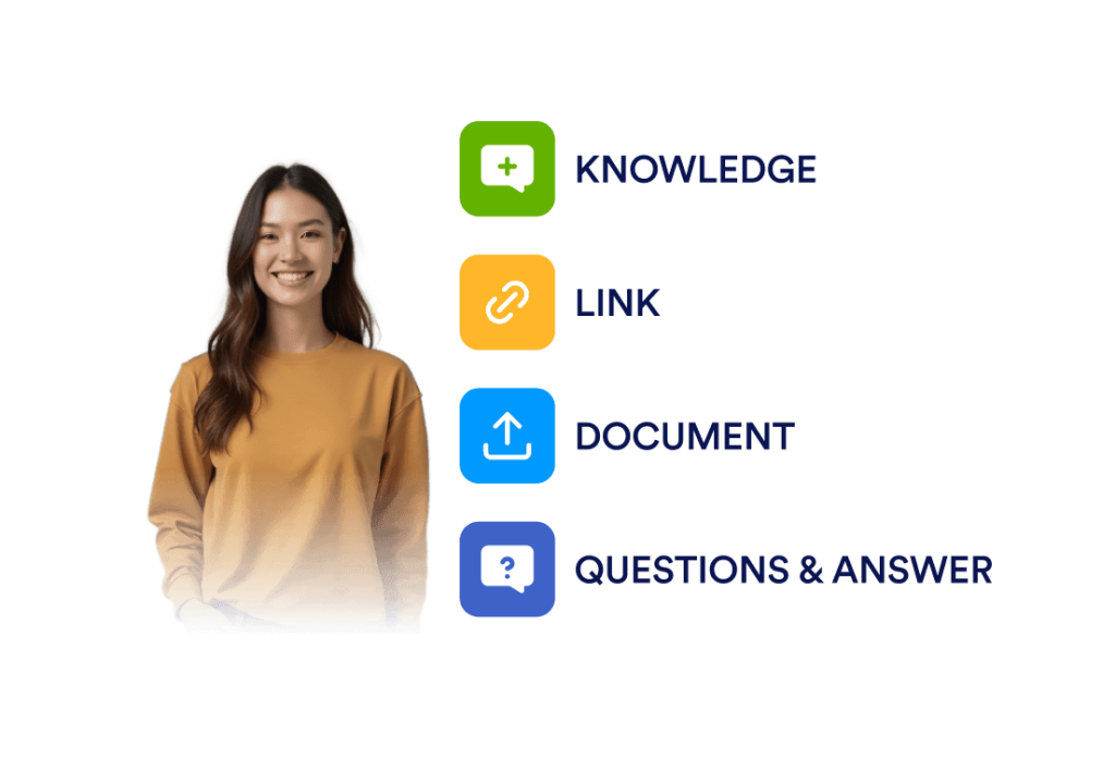 A woman and next to her there are training options