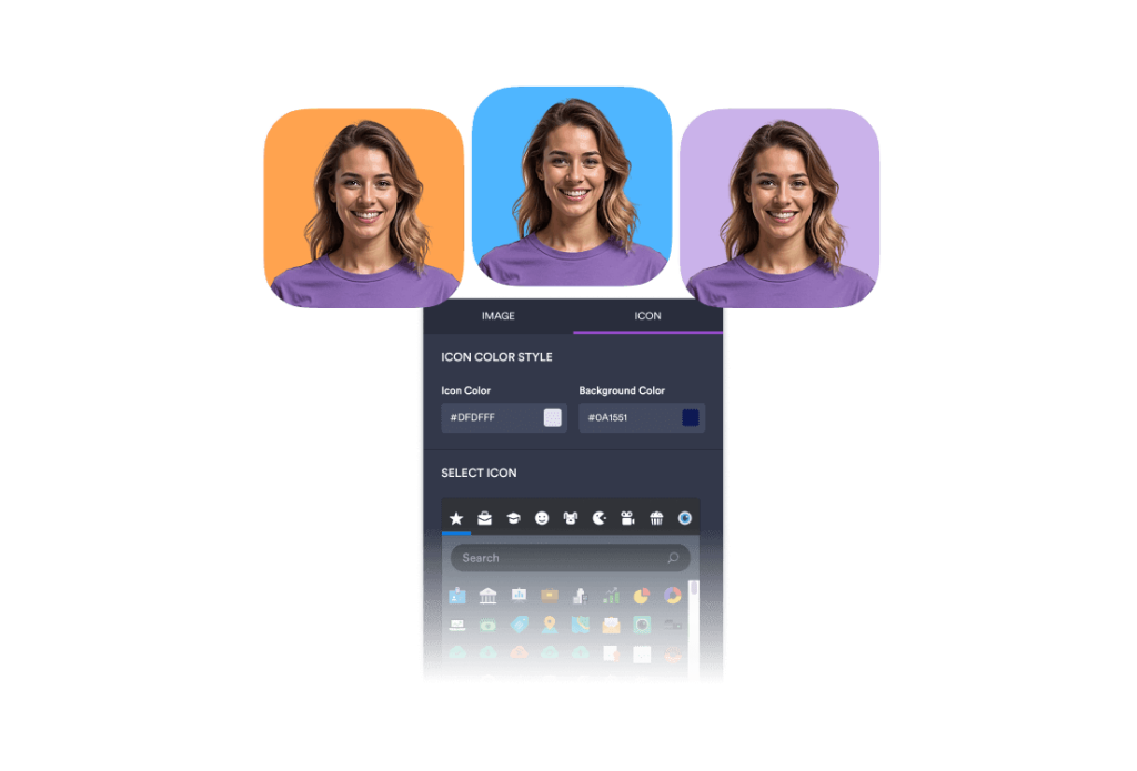 Customization screen and 3 agent with different background color options